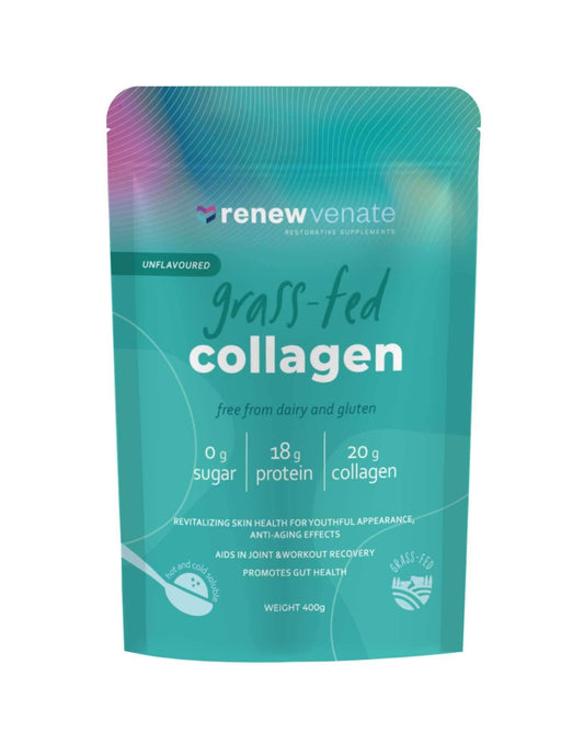 RenewVenate Grassfed Collagen Powder – Premium Hydrolyzed Protein for Hair, Skin, Nails & Joint Support – Non-GMO, Gluten-Free, Keto-Friendly 400g