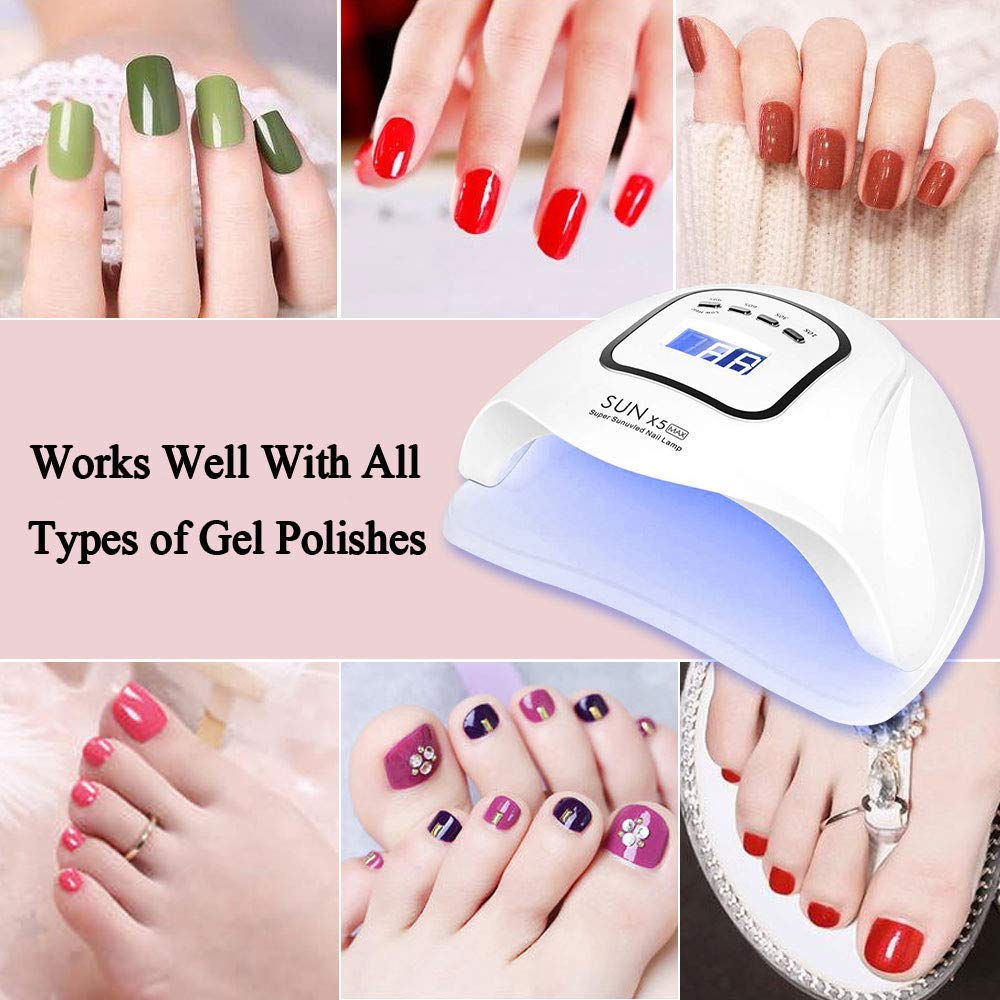 BEENLE UV LED Nail Lamp 150W, Professional Nail Dryer Gel Polish Light, UV Nail Light With 4 Timer Setting, Nail Polish Curing Gel LED Dryer, Professional Nail Art Tools With Automatic Sensor, LCD Display