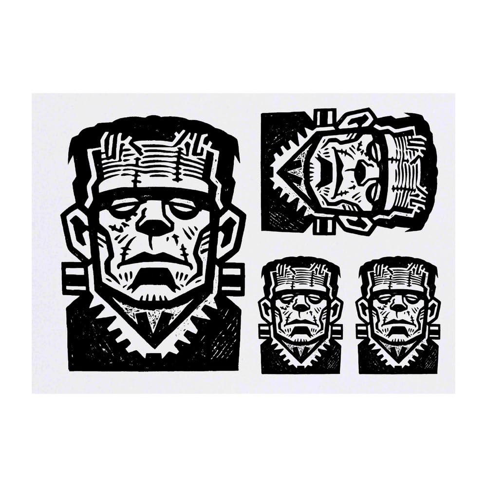 Azeeda 4 x 'Frankenstein's Monster' Temporary Tattoos - Water Resistant, Skin-Safe, Non-Toxic Transfers, Mixed Sizes (TO00085500)