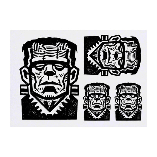 Azeeda 4 x 'Frankenstein's Monster' Temporary Tattoos - Water Resistant, Skin-Safe, Non-Toxic Transfers, Mixed Sizes (TO00085500)