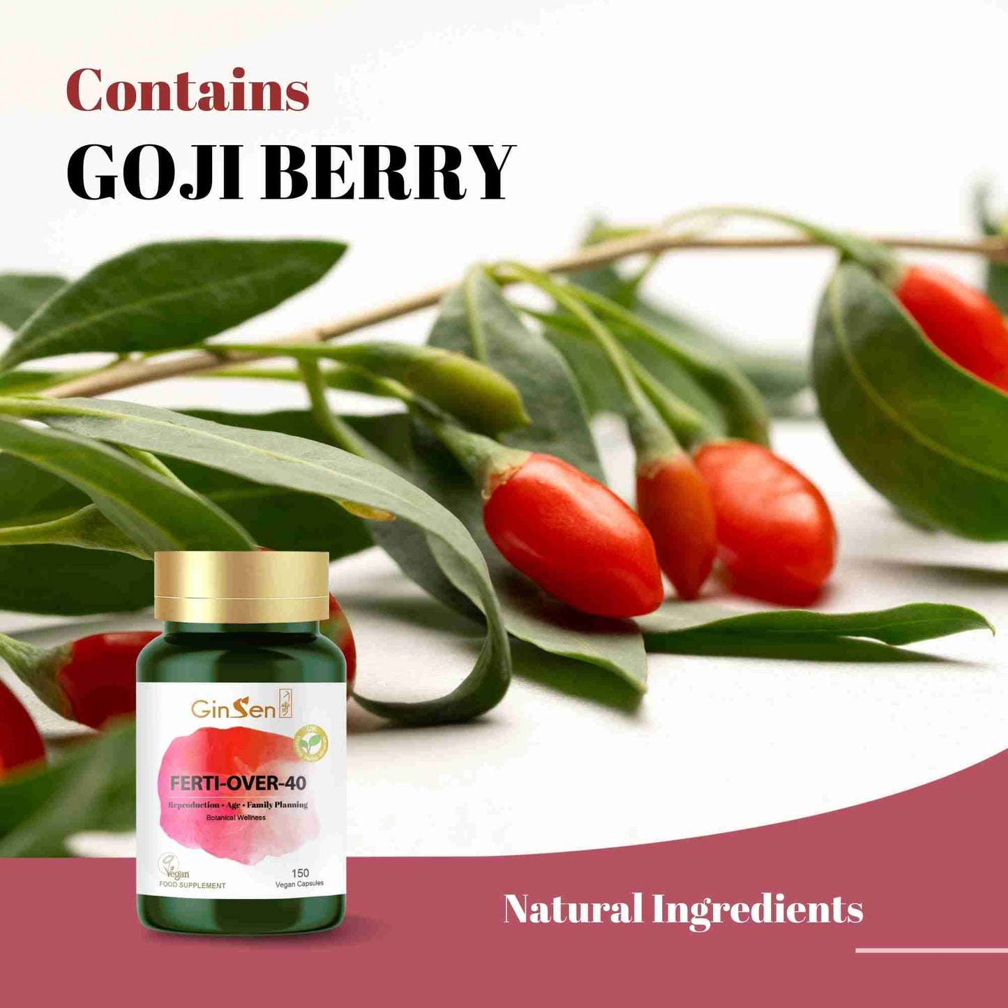 GinSen Ferti Support 150 Capsules, Women Fertility Supplement, Vegan Approved, Herbal Extract & Vitamins Made in UK