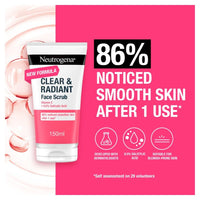 Neutrogena Clear & Radiant Face Scrub, Pack of 4 x 150ml, Glow Boosting with Vitamin C, Oil-Free, Exfoliates for Clear, Refined Skin