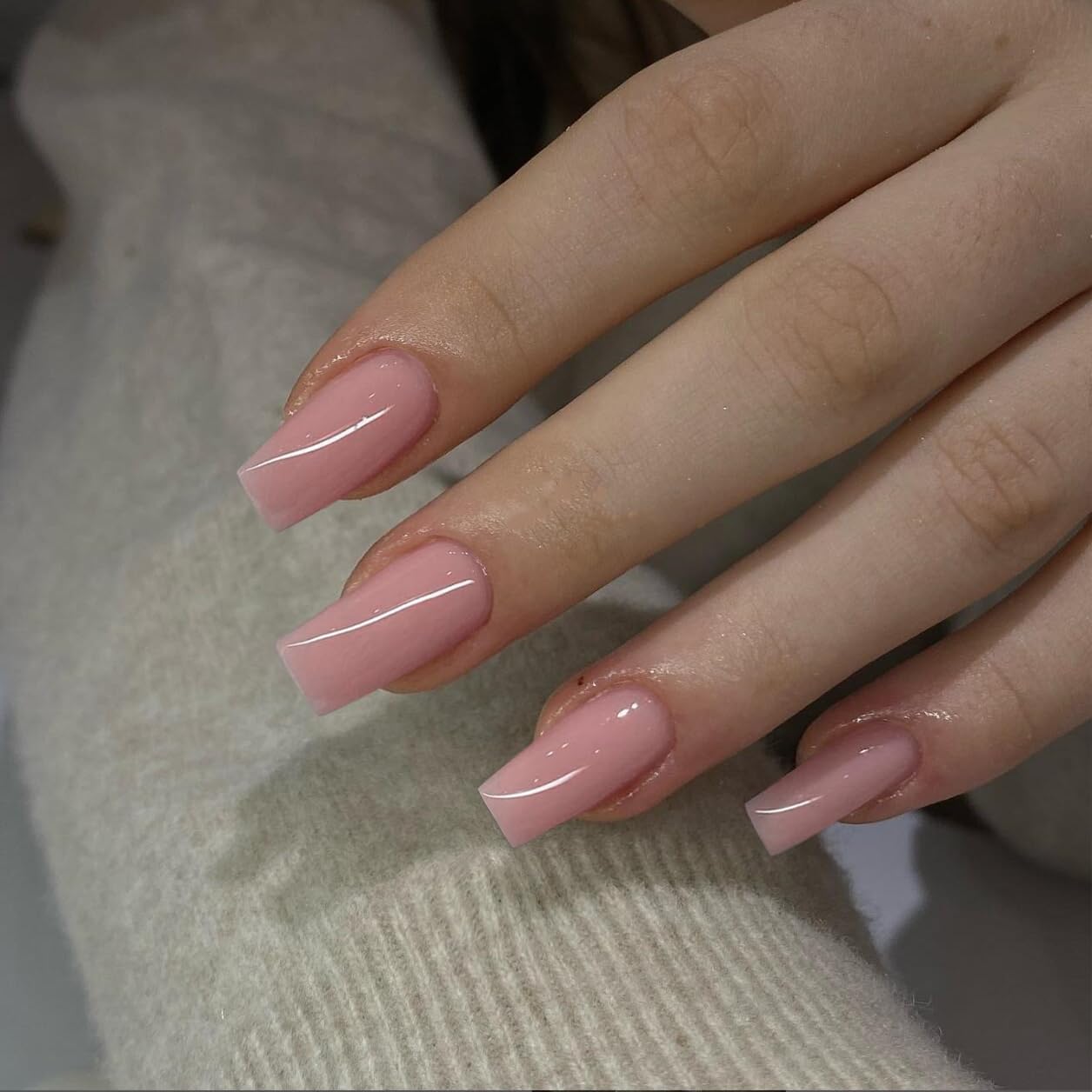 SXVME Pink False Nails Long Square, Acrylic Press on Nails Long Medium Coffin, Glossy Gel Fake Nails Press on, Solid Color Square Tip Nails Stick on Nails For Women Daily Wear, 24 Pcs