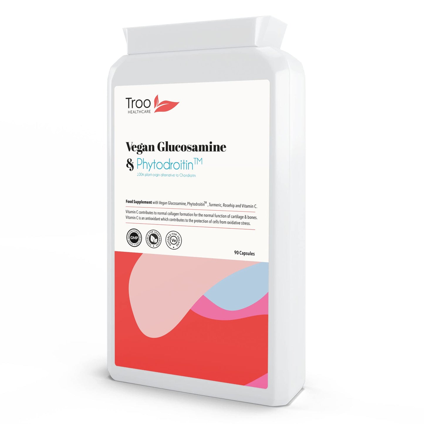 Vegan Glucosamine Phytodroitin Complex 90 Capsules - with Plant Based Chondroitin, Turmeric, Rosehip and Vitamin C to Support Cartilage and Bones