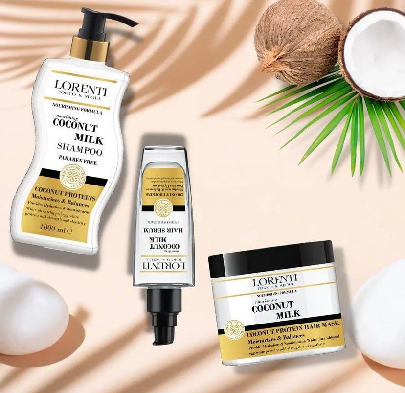 Lorenti Deep Conditioning Hair Mask 500 ml | For Dry, Damaged, Dense & Frizzed Hair | Contains Vitamin B7 & Proteins to Balance & Moisturize Hair | 16.9 Fl Oz (Coconut Milk)