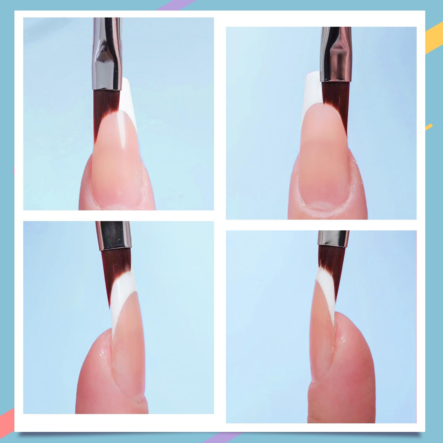 Honey Joy Oblique Head French Tip Nail Brush Black Handle UV Gel Acrylic Painting Drawing Pen Pack of 1, HJ-NB078