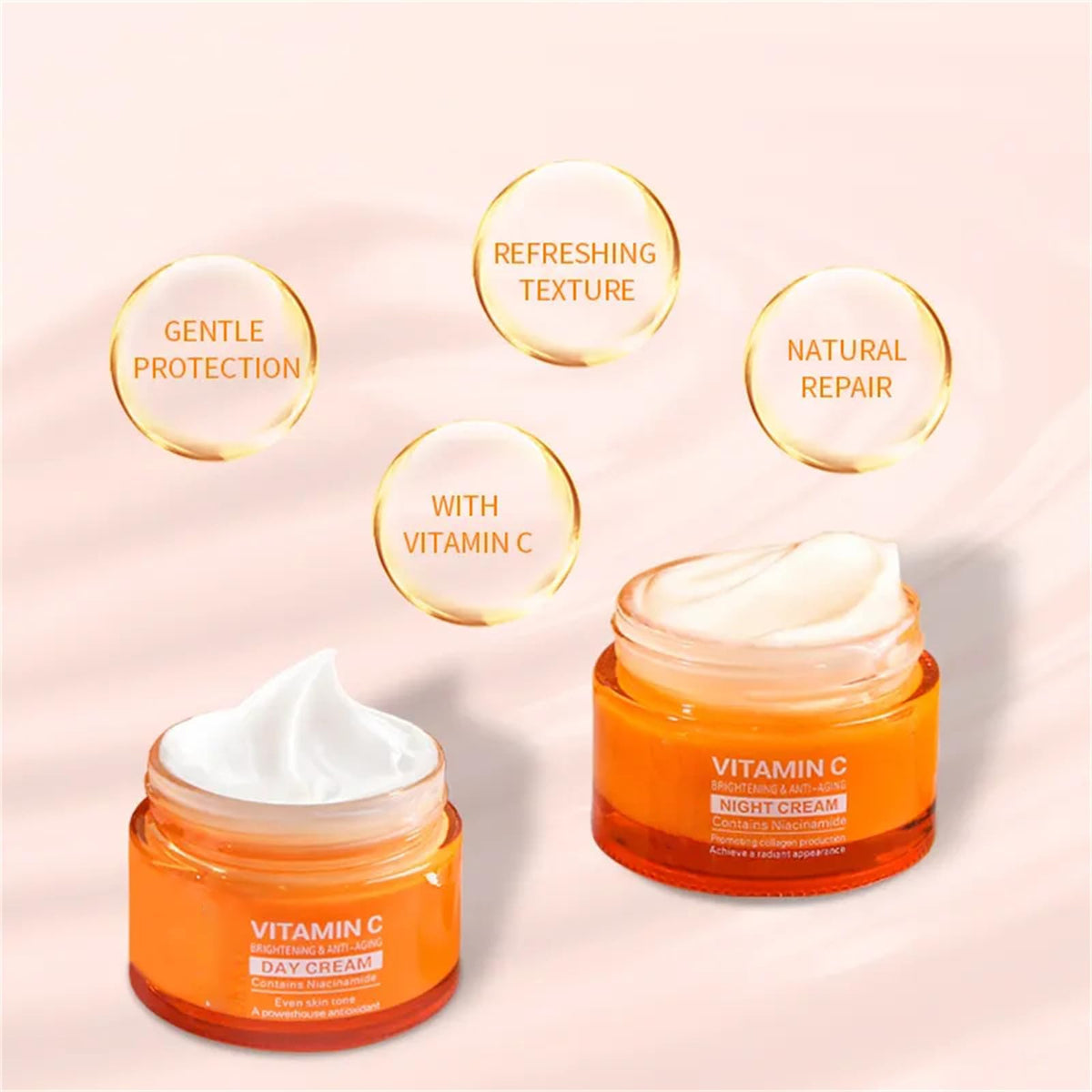 Cappuvini Vitamin C Face Cream Set, Brightening & Anti Aging Facial Moisturizer for Face & Neck, Hydrating & Brightening Vitamin C Cream for Dark Spots Skin (Day Cream)