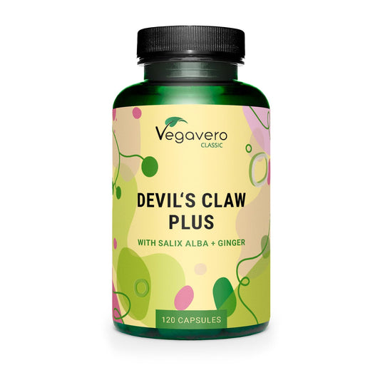 Vegavero Devil’s Claw | 4400 mg (8:1) Extract | NO Additives, Lab-Tested | with White Willow Bark & Ginger | Natural Joint Support | Harpagophytum with 2% Harpagoside | 120 Capsules | Vegan