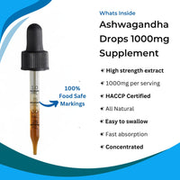 Ashwagandha Liquid 1000mg - 60 Vegan Servings Ashwagandha High Strength Supplement Root Powder Extract - 2 Months Supply - Nootropic - Made in The UK by BLACK HAWK