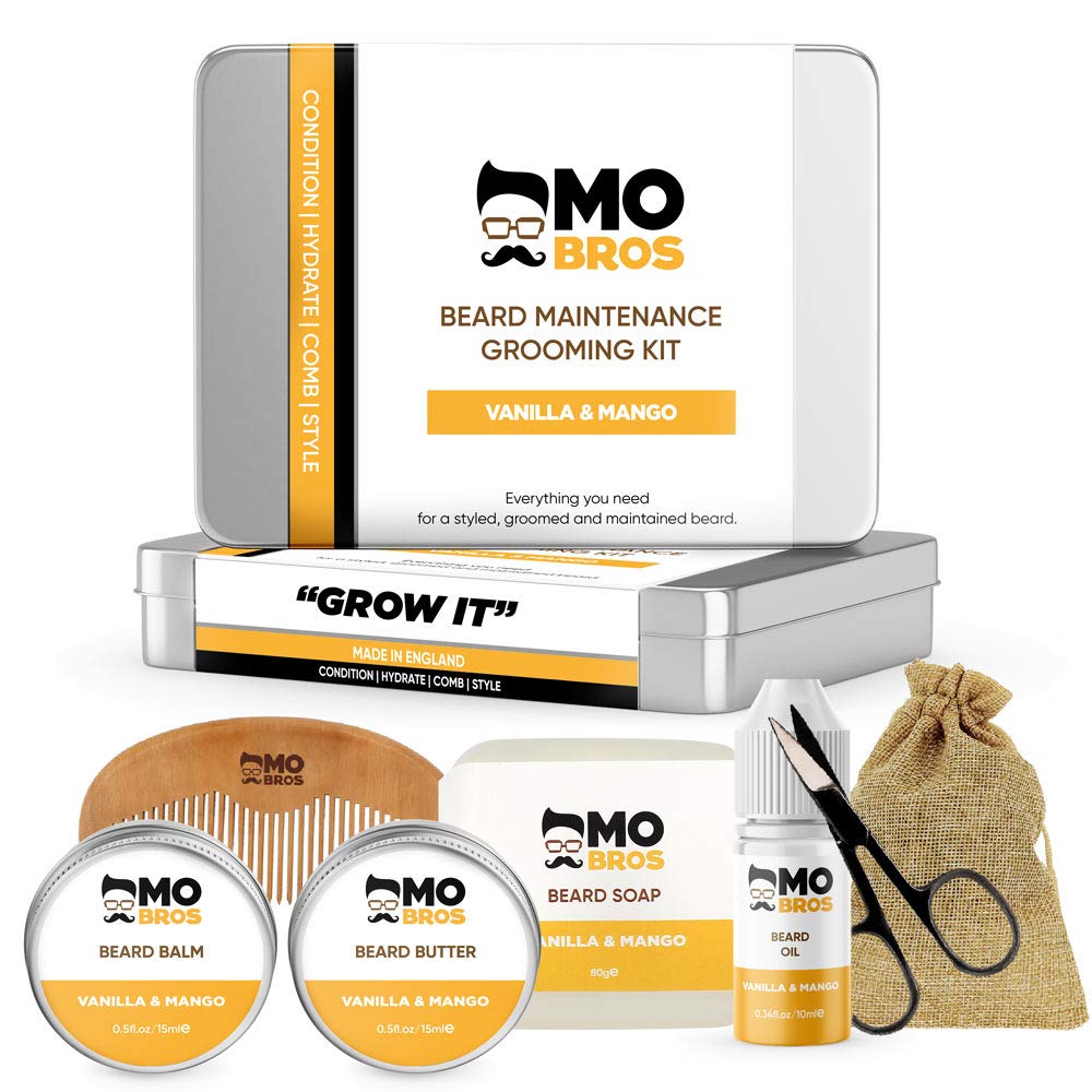 MO BRO'S Beard Grooming Kit for Men | Beard Growth Kit | Beard Care Kit | Vanilla & Mango