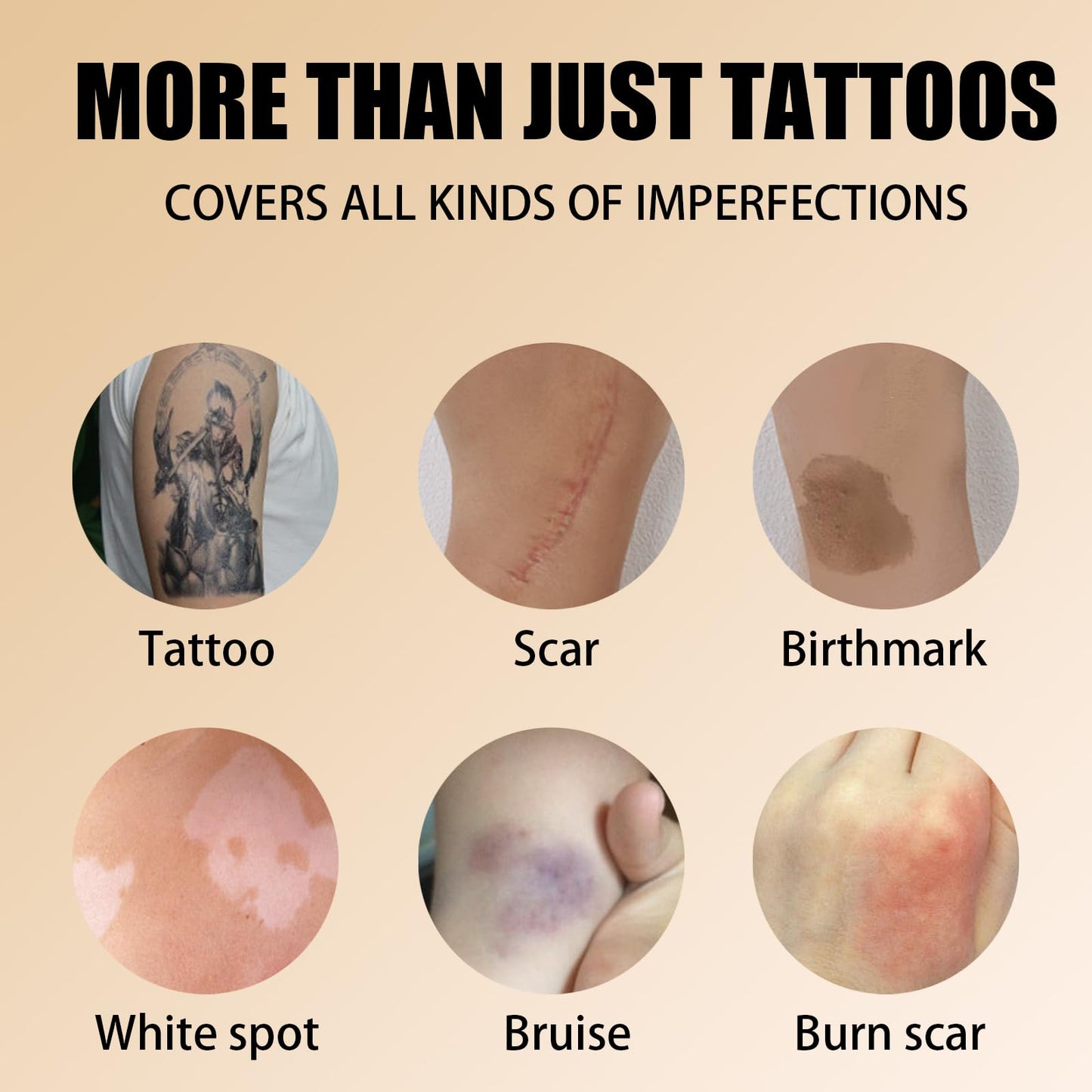 AuraAnge Tattoo Cover up Makeup - Contains Makeup Remover - Waterproof Body Concealer for Tattoo Cover Up - Full Coverage Cream for Bruises and Tattoos, Men and Women