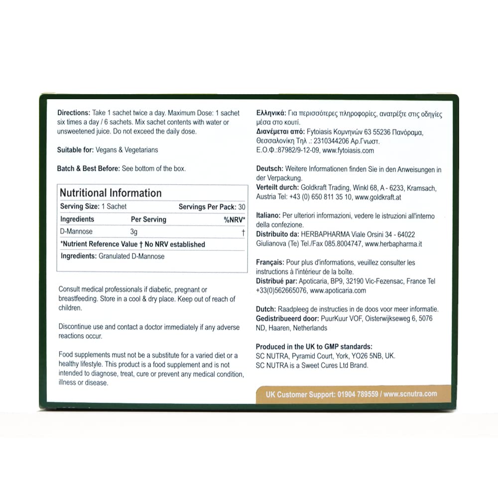 Waterfall D-Mannose Powder Sachets (30 x 3g Sachets) XL Pack - D-Mannose sourced from Birch - Monthly Supply for Prevention - SC Nutra (Sweet Cures)