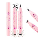 Prreal 2PCS Eyeliner Freckle Pen, 2 in 1 Freckle Stamp and Black Liquid Eyeliner, Waterproof, Natural Lifelike Freckles Makeup, Soft Sopt Pen Magic Fake Freckles, 01 Light Brown+ 02 Medium Brown