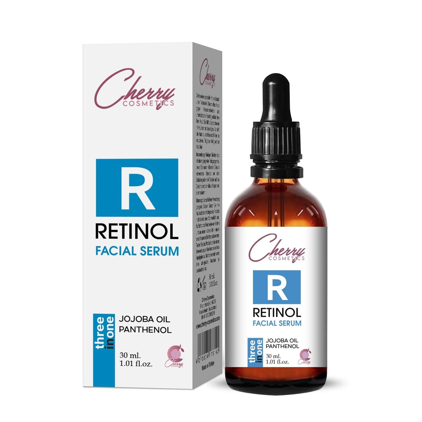 Cherry Cos Retinol Serum with Vitamin A and Wrinkle Away Instant Effect. Skin Renewing Anti-Ageing Face Serum. Age Spots and Milia Remover Skin Care Serum for Your Skincare.