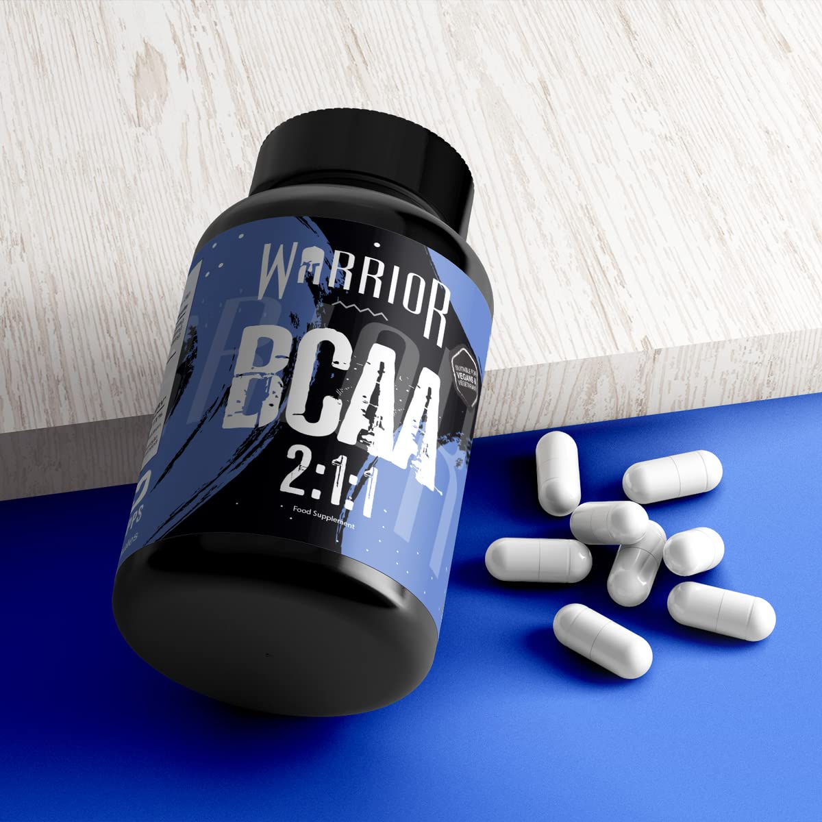 Warrior BCAA Capsules - 60 Caps - 1000mg - 2:1:1 Ratio; Pharmaceutical Grade Leucine, Isoleucine and Valine - Branched Chain Amino Acid