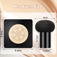 LOPHE 2 Pcs Mushroom Head Air Cushion CC Cream, Moisturizing & Oil Control Foundation Cover Concealer, Long Lasting Air Cushion CC Cream with Mushroom Makeup Sponge, Liquid Foundation CC Cream for Makeup
