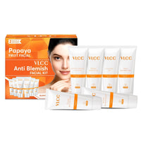 VLCC Papaya Fruit Facial Kit Glowing, Blemish Free Skin | With Papaya, Cucumber, Peach, and Orange Peel Extracts | Glowing at Home Facial Kit - 60g
