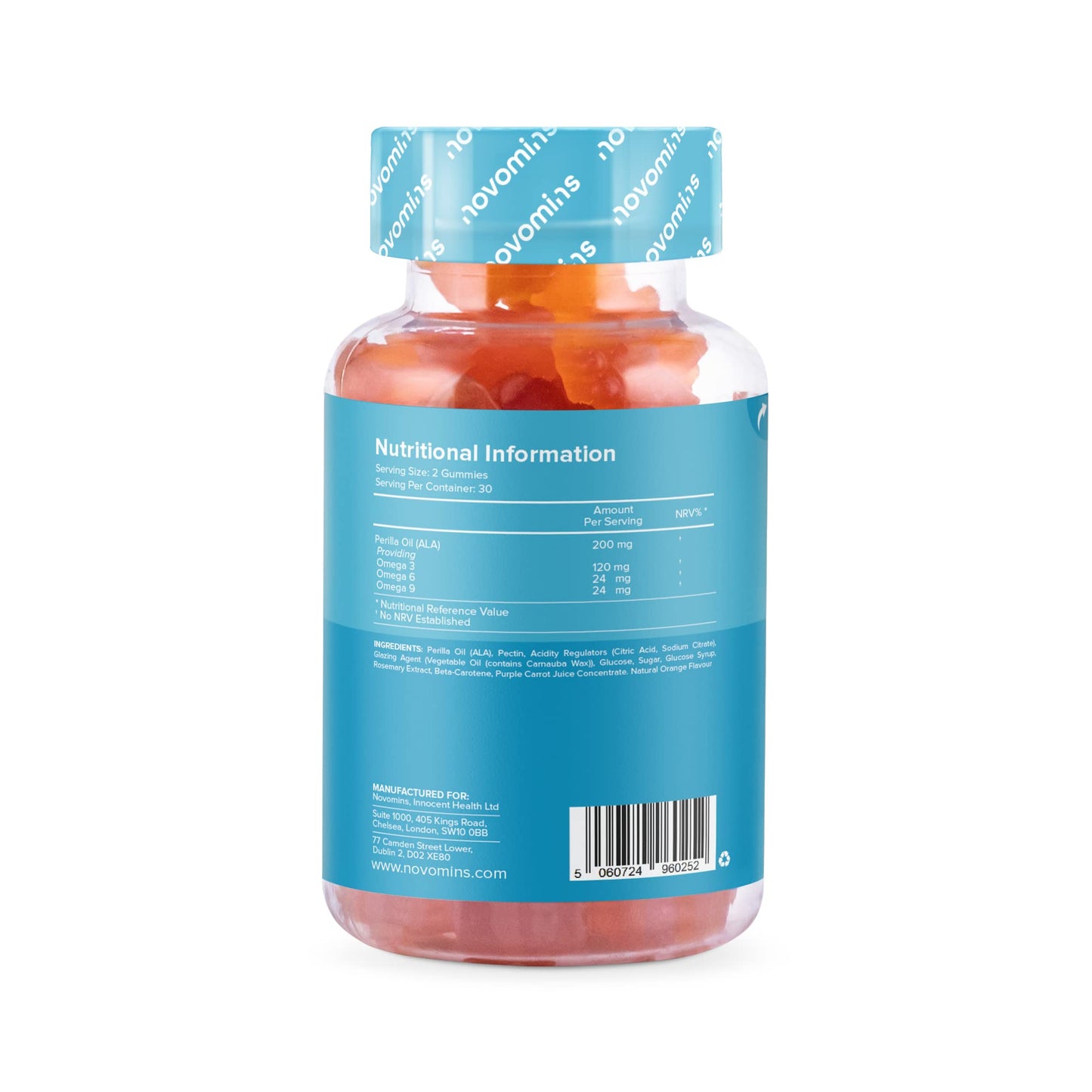 Omega 3 Gummies - Vegan - 1 Month Supply – Supports Heart, Brain & Eye Health - Vegan & Vegetarian - Chewable Omega 3 6 9 – Sustainable Plant Based Alternative to Fish Oil - Made by Novomins