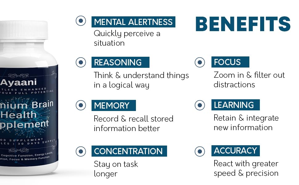 Limitless Enhanced Premium Brain Health Supplement - Acetyl-L-Carnitine, Alpha-GPC, Reishi Mushroom, L-Theanine, DHA, Ginkgo Biloba - Cognitive Enhancer, Focus, Memory Support - 60 Tablets