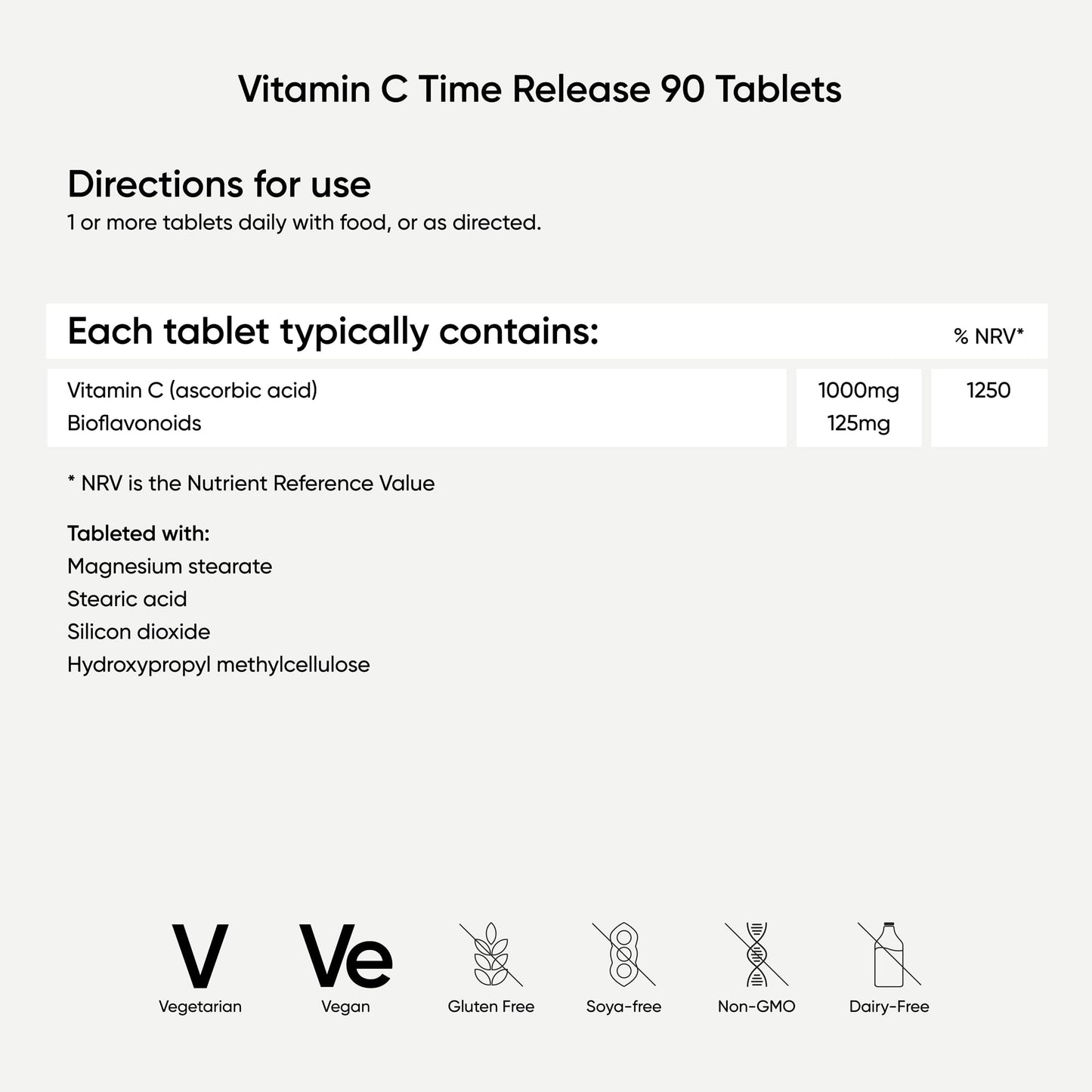 Nutri Advanced - Vitamin C 1000mg Time Release - Optimal Bioavailability and Gentle Digestion - 90 Tablets
