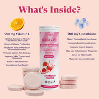 Ayaani Glow Glutathione & Vitamin C Effervescent Tablets - 500mg Each, Sugar-Free Antioxidant Drink for Skin Brightening & Glowing Skin, Strawberry Flavour, 20 Vegan Tablets