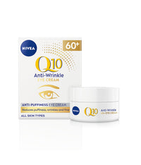 NIVEA Q10 60+ Anti-Puffiness Eye Cream (20ml), Anti-Wrinkle Eye Cream with Triple Strength Formula Made with Q10, Rose Petal Oil, and Calcium, Designed for 60+ Skin