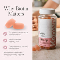 Known High-Strength Biotin Gummies - 10,000µg Biotin - Supports Healthy Hair & Skin - Natural Watermelon Flavour - 60 Vegan Gummies, 1 Month Supply