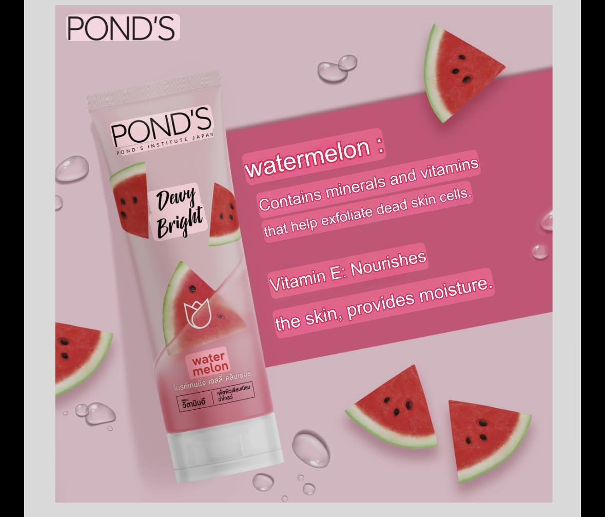 Pond's Dewy Bright Watermelon Jelly Facial Cleanser, 100g