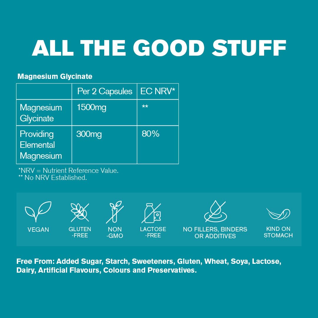 dr vegan DR.VEGAN Daily Magnesium Glycinate Complex 1500mg | Provides 300mg of Pure Elemental Magnesium | Fatigue, Mood and Muscle Recovery | 60 Vegan Capsules | Two-A-Day