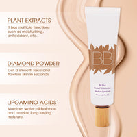 SHEBEEDO BB Blur Tinted Moisturizer with Brush, BB Cream Tinted Moisturiser, BB Tinted Moisturiser Spf30+, Hydrates & Smooths Your Skin，BB Cream Tinted Moisturizer with Broad Medium Spectrum(Natural)