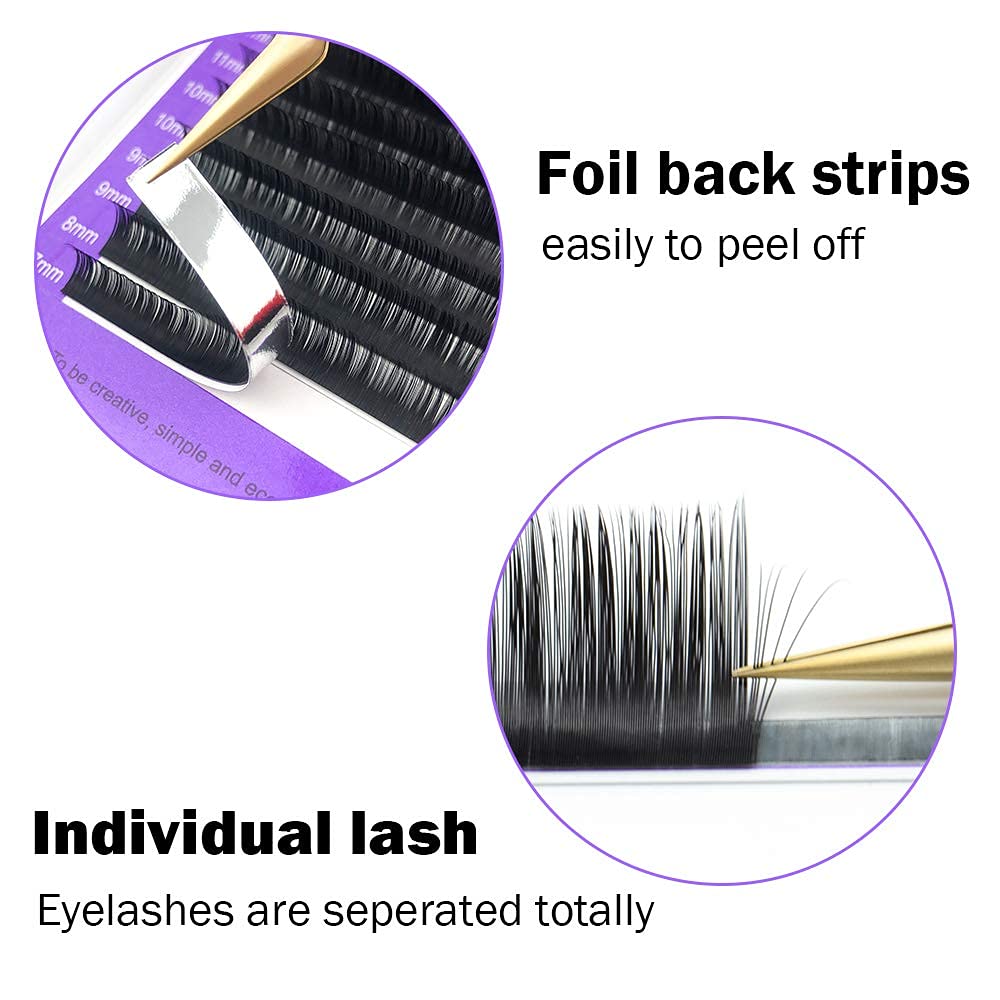 NAGARAKU 5 Trays Eyelash Extensions 0.03mm D 9/10/11/12/13mm in 1 pack Classic Individual Lashes Soft Natural Professional Faux Mink 16 rows
