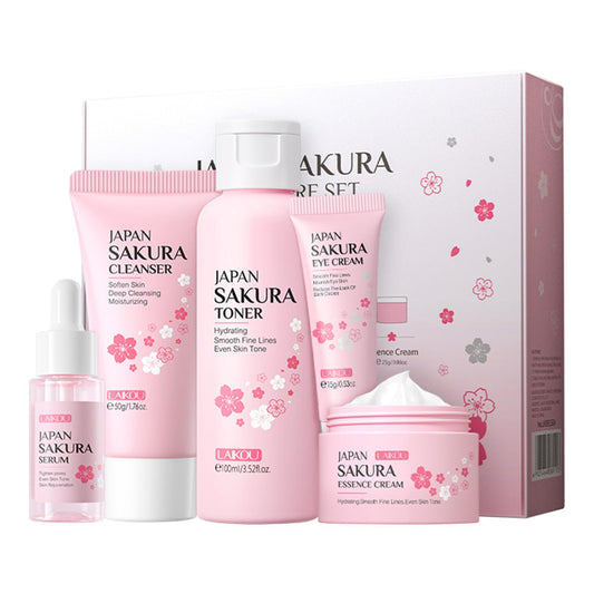 wimony Skincare Set Skin Care for Teenage Girls Gift Set Facial Care Sets&Kits with Cleanser Toner Serum Eye Essence Serum Travel Kit for Pores Blackheads Exfoliate All Skin Types (5PCS)