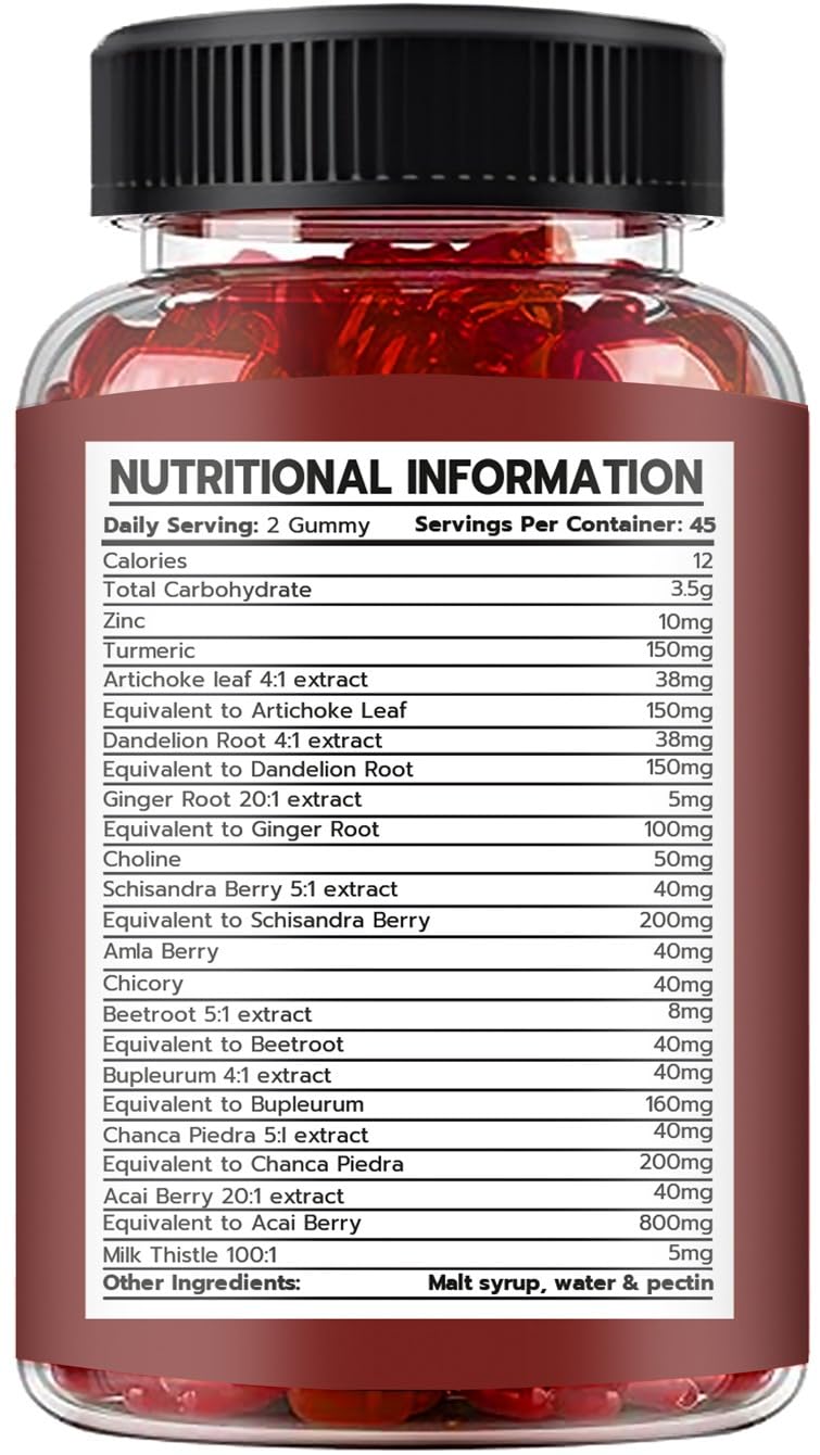 SASH Vitality Liver Detox Complex Gummies | 14-in-1 Vegan Formula with Turmeric, Artichoke & More | Sugar-Free, Gluten-Free | Liver Support | 90 Vegan Gummies | Gel/Candy Supplement