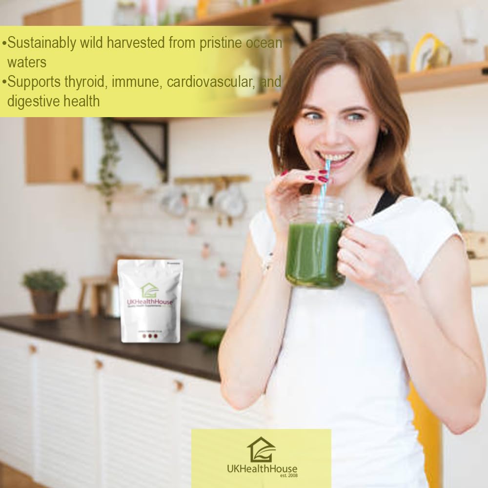 UKHealthHouse Sea Kelp Vegan Powder | Natural Source of Iodine | Premium Ingredients | Iodine Supplement from Wild Grown Sea Kelp Pure Iodine Kelp (500g)