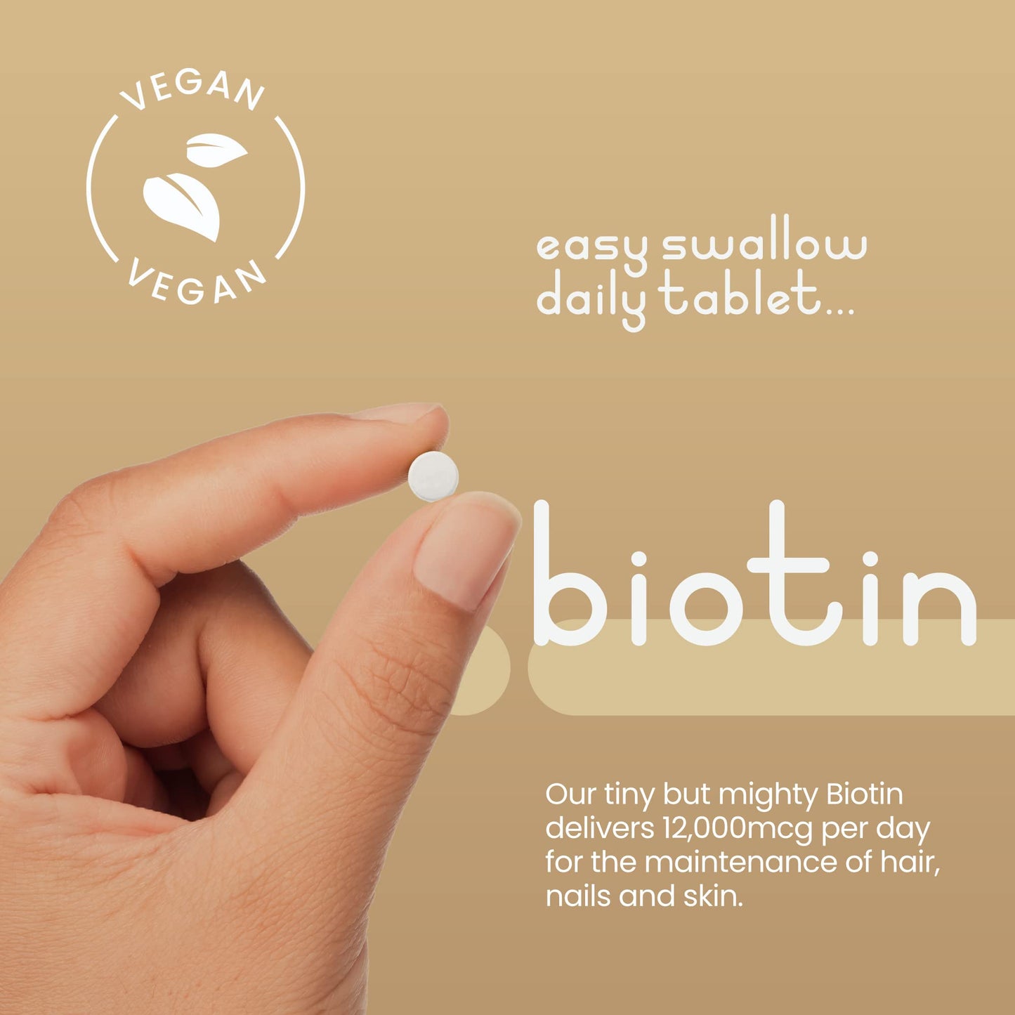 Biotin Hair Growth Vitamins, 12000 mcg Biotin Tablets, 365 Vegan Biotin Tablets, Support Hair Growth, Hair Skin & Nails Vitamins for Hair Loss for Women & Men, VitaBright Biotin Supplements + Coconut