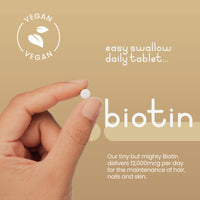 Biotin Hair Growth Vitamins, 12000 mcg Biotin Tablets, 365 Vegan Biotin Tablets, Support Hair Growth, Hair Skin & Nails Vitamins for Hair Loss for Women & Men, VitaBright Biotin Supplements + Coconut