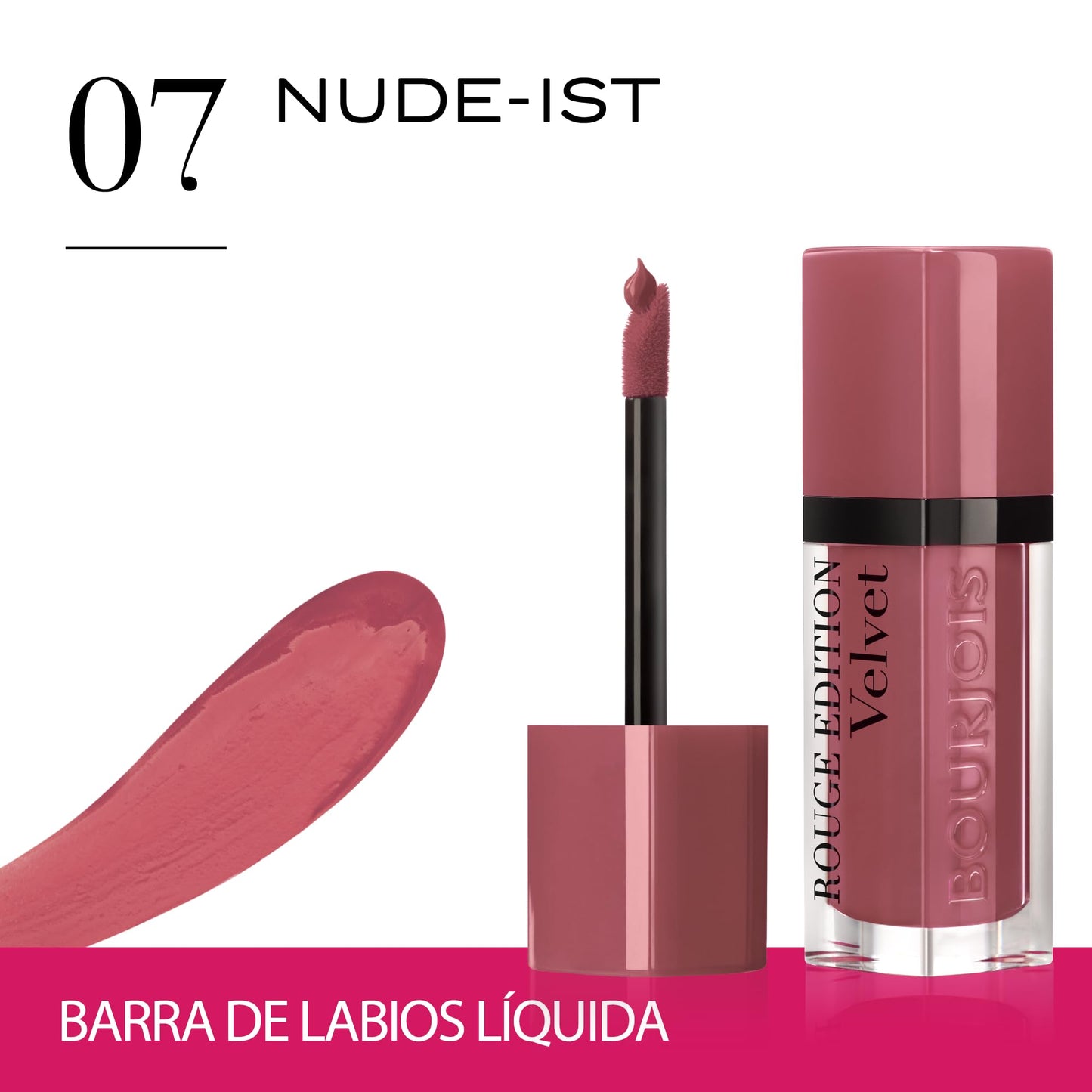 Bourjois Rouge Edition Velvet Liquid Lipstick 7 Nude–Ist Nudes, 6.7ml