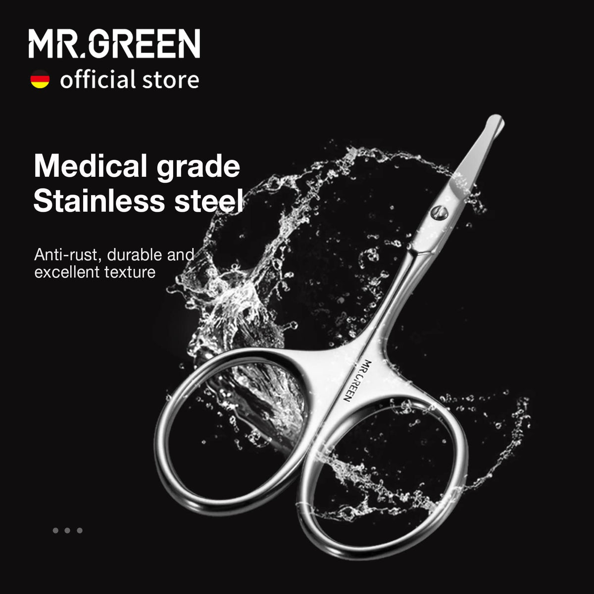 MR.GREEN Facial Hair Scissors Rounded Nose Hair Scissors Stainless Steel Mustache Beard Eyebrows Eyelashes Trimming Clippers (Mr-2002-UK)