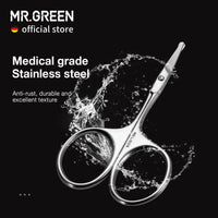 MR.GREEN Facial Hair Scissors Rounded Nose Hair Scissors Stainless Steel Mustache Beard Eyebrows Eyelashes Trimming Clippers (Mr-2002-UK)