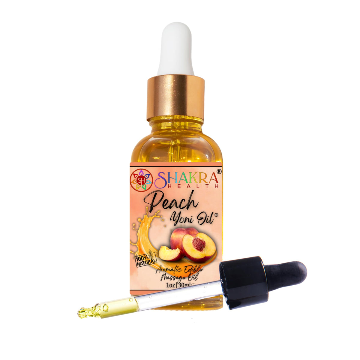 SH SHAKRA HEALTH Yoni Oil [Peach] 30ml – Organic & Vegan Non-Sticky Body Massage Oil for Women. Hydrating Skincare Moisturizer. Non-Greasy for Comfort.