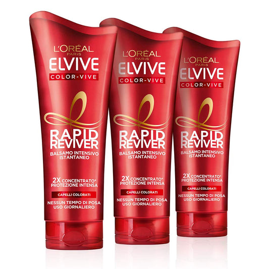 L'ORÉAL L'Oréal Paris Elvive Rapid Reviver Instant Intensive Conditioner, Enriched with Amino Acid and Vitamin E, for Coloured Hair, Pack of 3