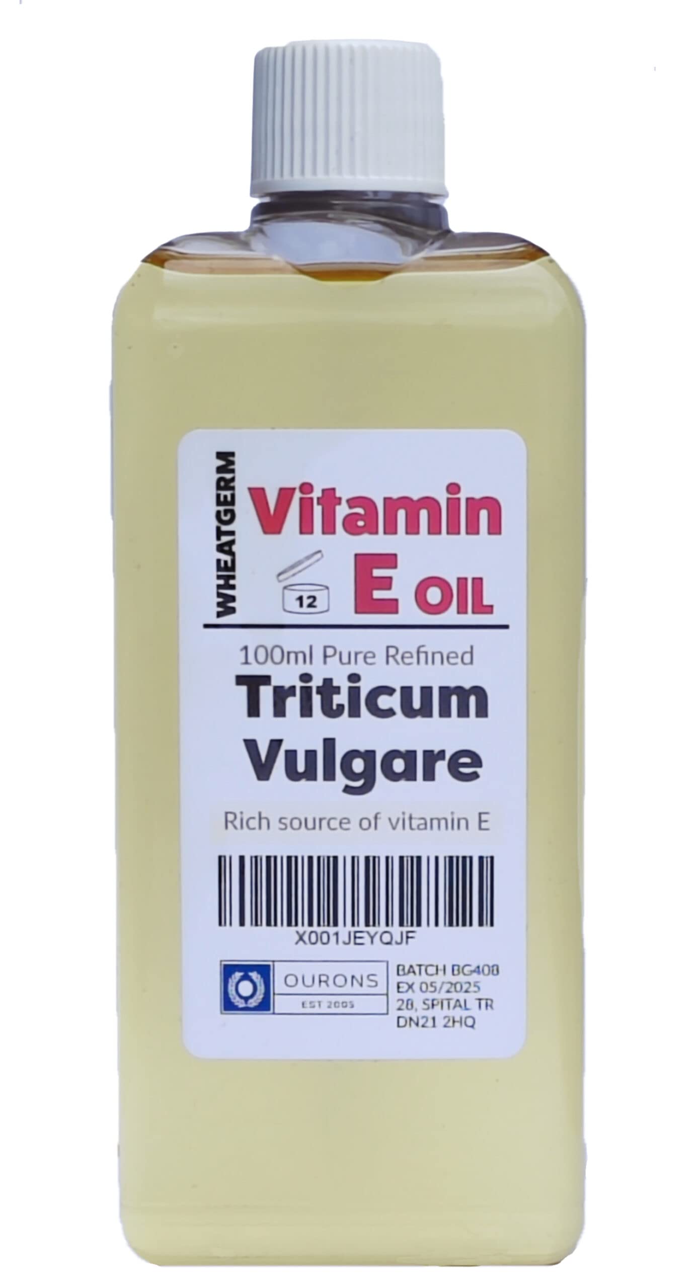 OURONS 100ml Vitamin E Oil - Wheatgerm - Pure & Refined Massage & Skin Care