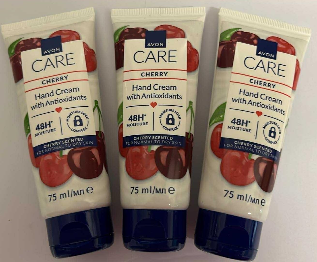 3 x Avon Hand Creams for hands nails and cuticles 75ml (3 x 75ml, Cherry)