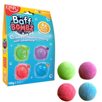 4 x Bath Bombs from Zimpli Kids, Bath Fizzers Gift Set for Children, Moisturising & Organic for Dry Skin, Birthday Gift for Boys & Girls, Pocket Money Bath Toy, Vegan Friendly & Cruelty Free