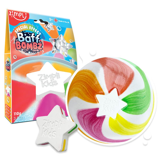 ZIMPLI Large Star Bath Bomb from Zimpli Kids, Magically Creates Rainbow Special Effect, Birthday Gifts for Children, Toddlers, Boys & Girls, Moisturising Fun Bath Toy, Vegan Friendly & Cruelty Free