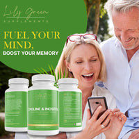 Lily Green Supplements Lily Green Choline & Inositol Capsules | High Strength Choline and Inositol Supplement | 1000mg Per Serving | 90 Vegan Capsules | Made in UK