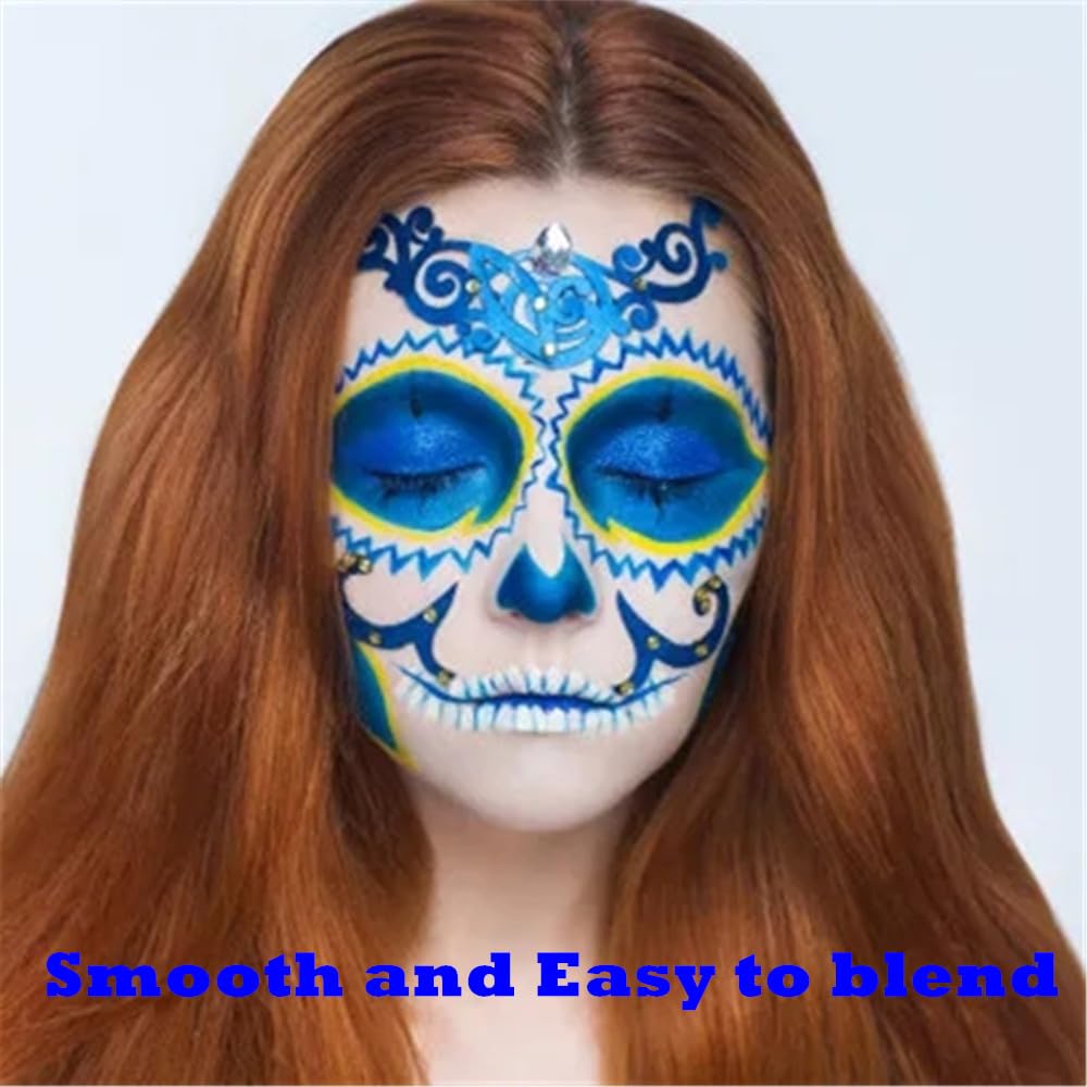 Go Ho Blue Cream Face Body Paint(2.37oz,70ml),Water Based Face Paint,Blue Makeup Face Painting for SFX Cosplay Costumes Festivals Halloween Makeup