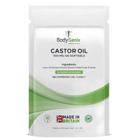 Bodygenix Castor Oil 500mg Softgels Capsules - Pure Cold Pressed Oil Supplement - Natural Source of Essential Fatty Acids - Supports Skin Hydration, Healthy Hair Growth & Overall Wellness–120 Softgels