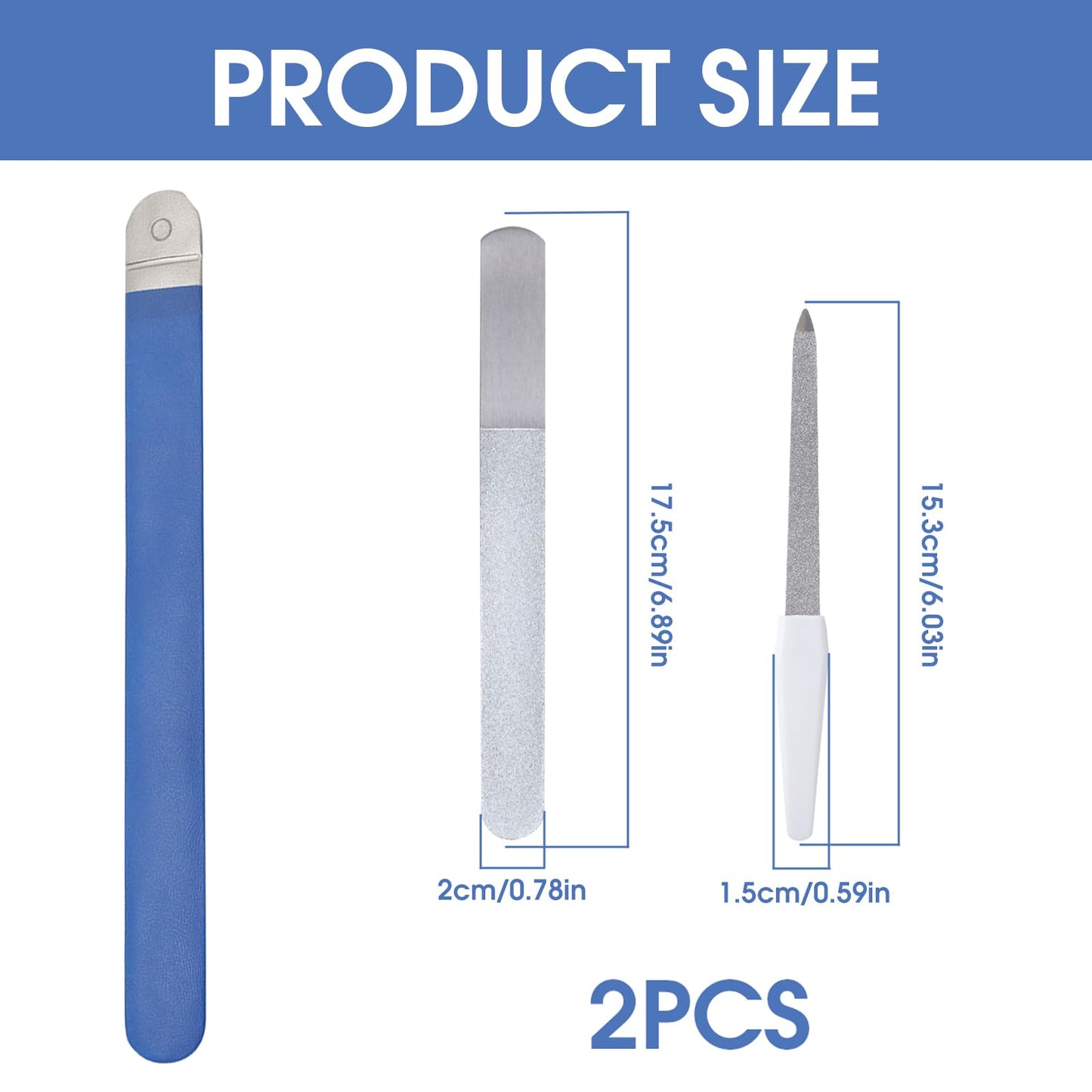 Diamond Deb Nail File, Foot Dresser Stainless Steel Double Sided Diamond Dust Coating Dry Skin Remover Strong Metal Nail File File Podiatry Foot Care Instruments for Women and Men (6" & 7")