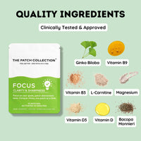 The Patch Collection® - Ultimate Focus & Clarity Patch for Improved Brain Function, Sharpness, Memory | Ginkgo Biloba, Green Tea, B-Vitamins, Magnesium | 8 Hour Focus | Vegan & Latex Free (Pack of 15)